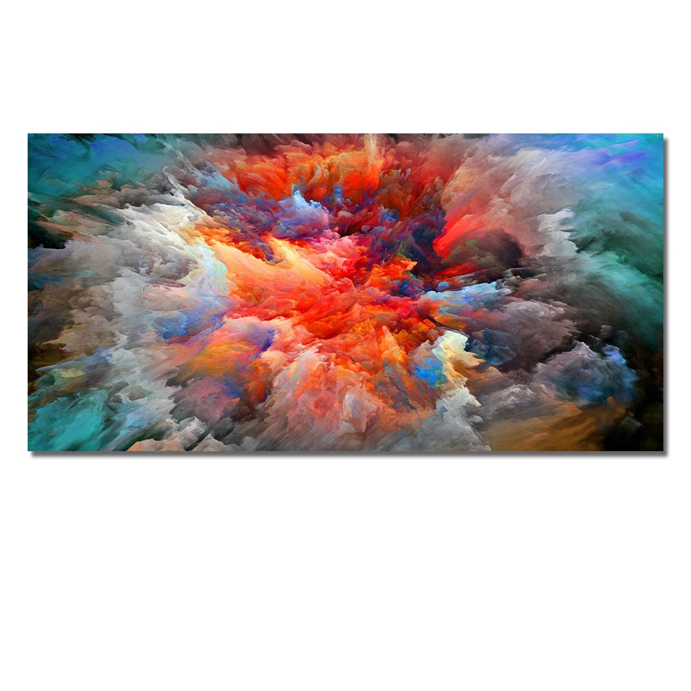 modern colorful abstract wall print, red
